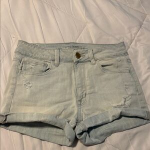 Light Blue Distressed Denim Shorts